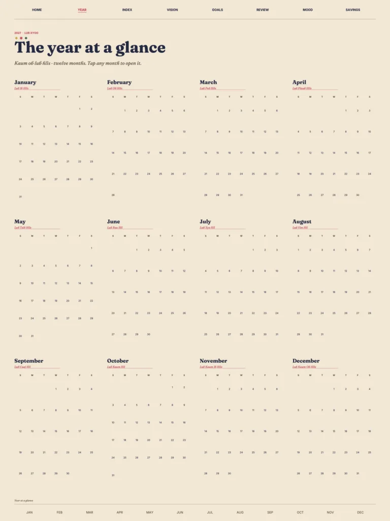 2027 Digital Hmong Planner preview 3