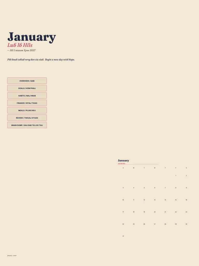 2027 Print Hmong Planner preview 1