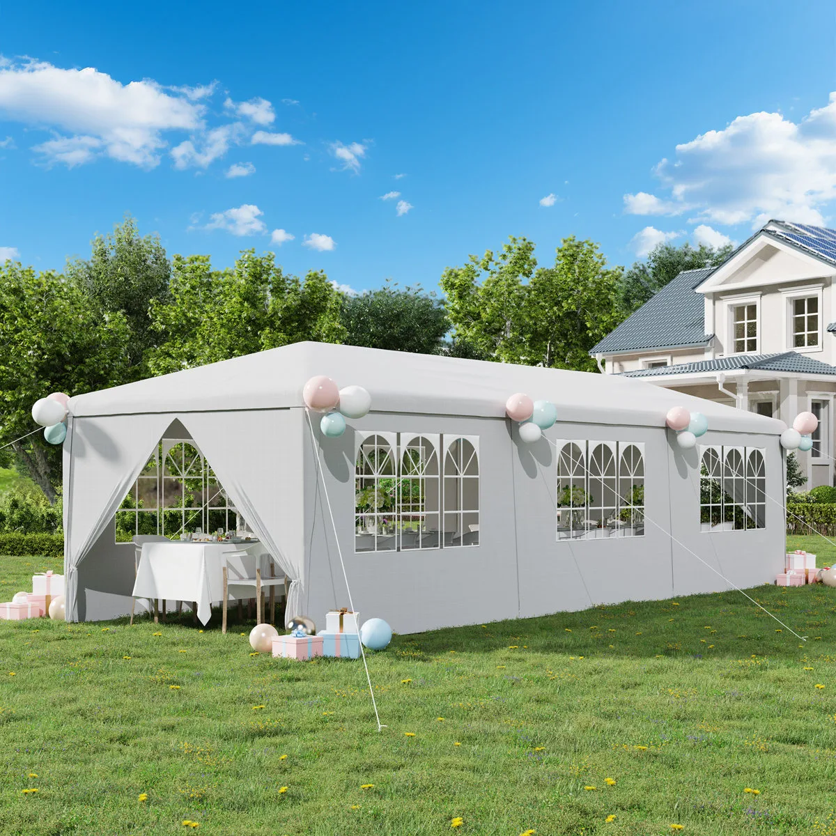 10′ X 30′ Heavy Duty Waterproof Canopy – 6 Removable Sidewalls