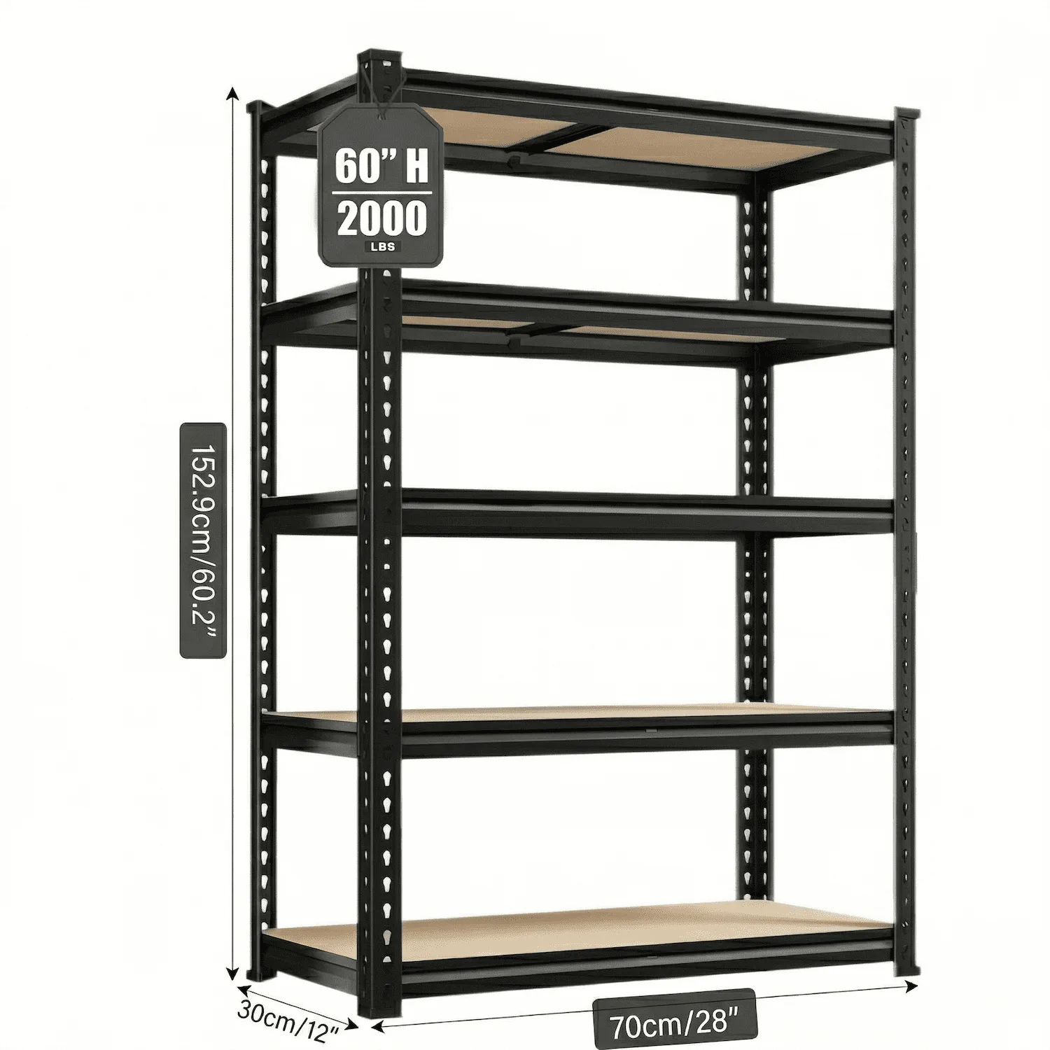 5-Tier Heavy Duty Adjustable Steel Shelving Rack