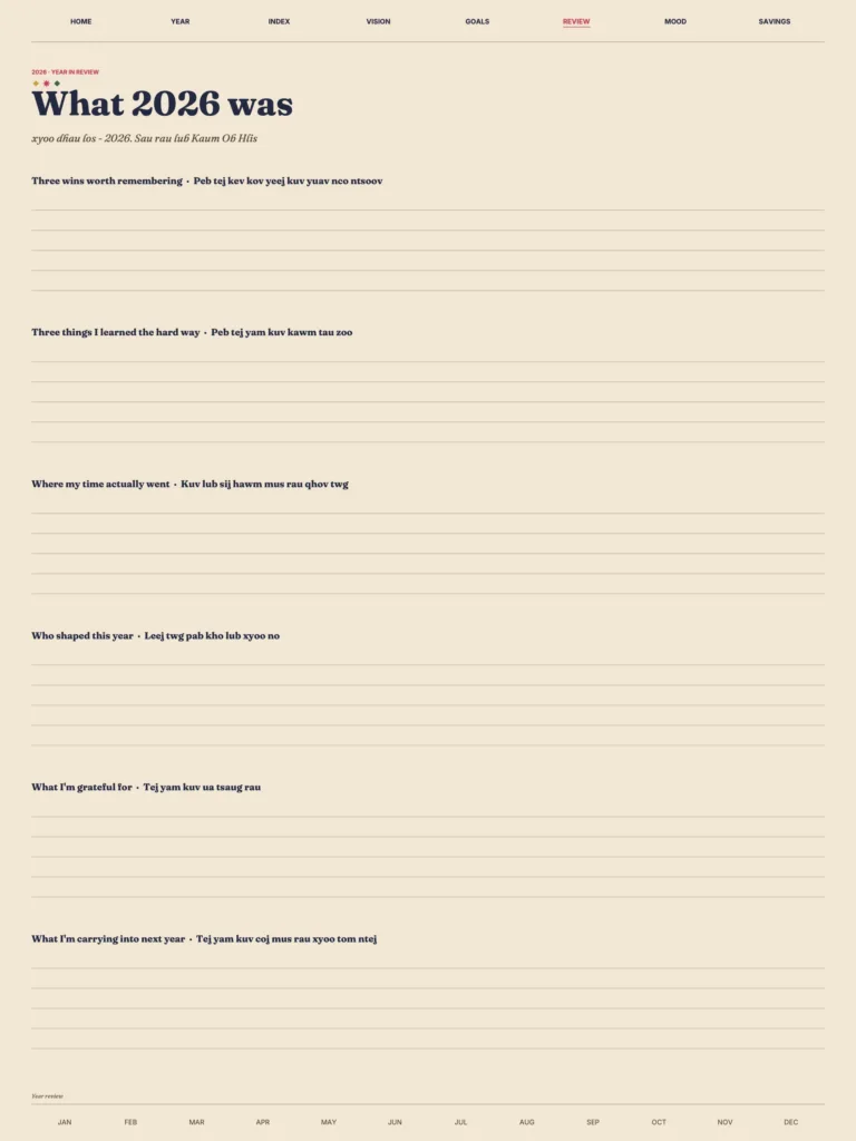 2026 Digital Hmong Planner preview 1