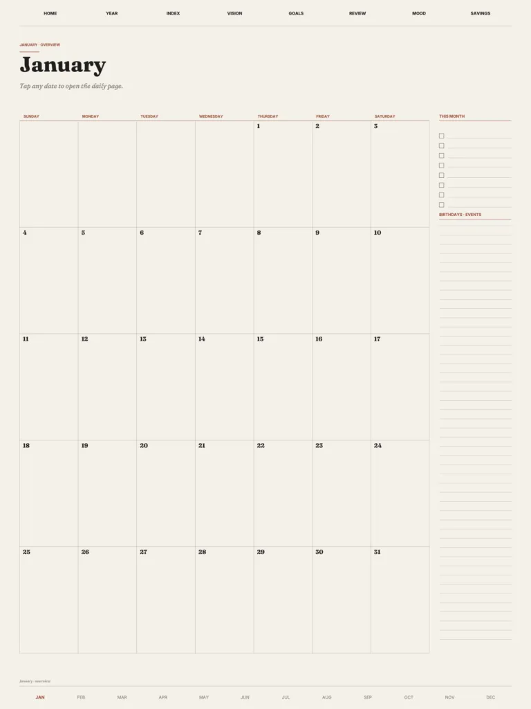 2026 Digital Editorial Cream Planner preview 3