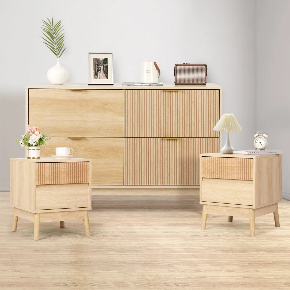 3 Piece Bedroom Set (Nightstand And Chest Of Dresser)