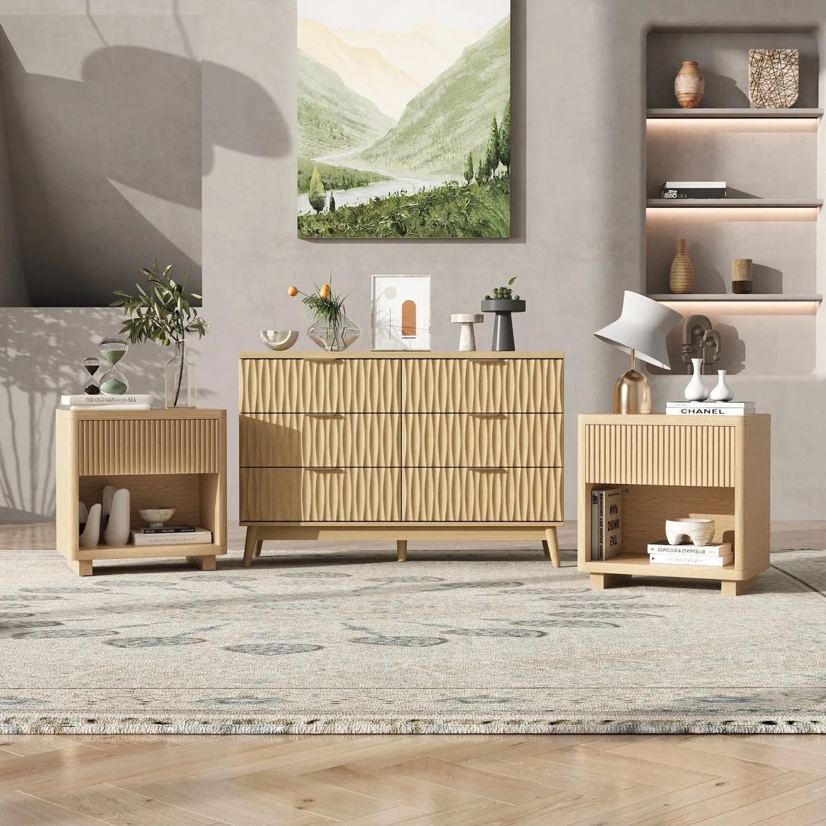3 Piece Bedroom Furniture Set – Dresser and 2 Nightstands