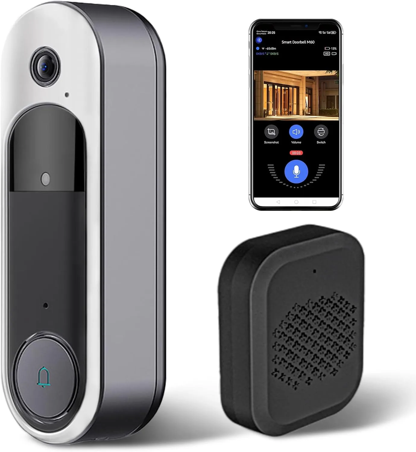 Wireless HD Video Doorbell Camera, Live View 2-Way Audio