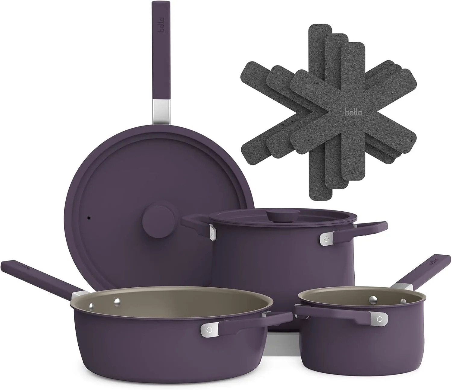 9-Piece Bella Cookware Set, Plum