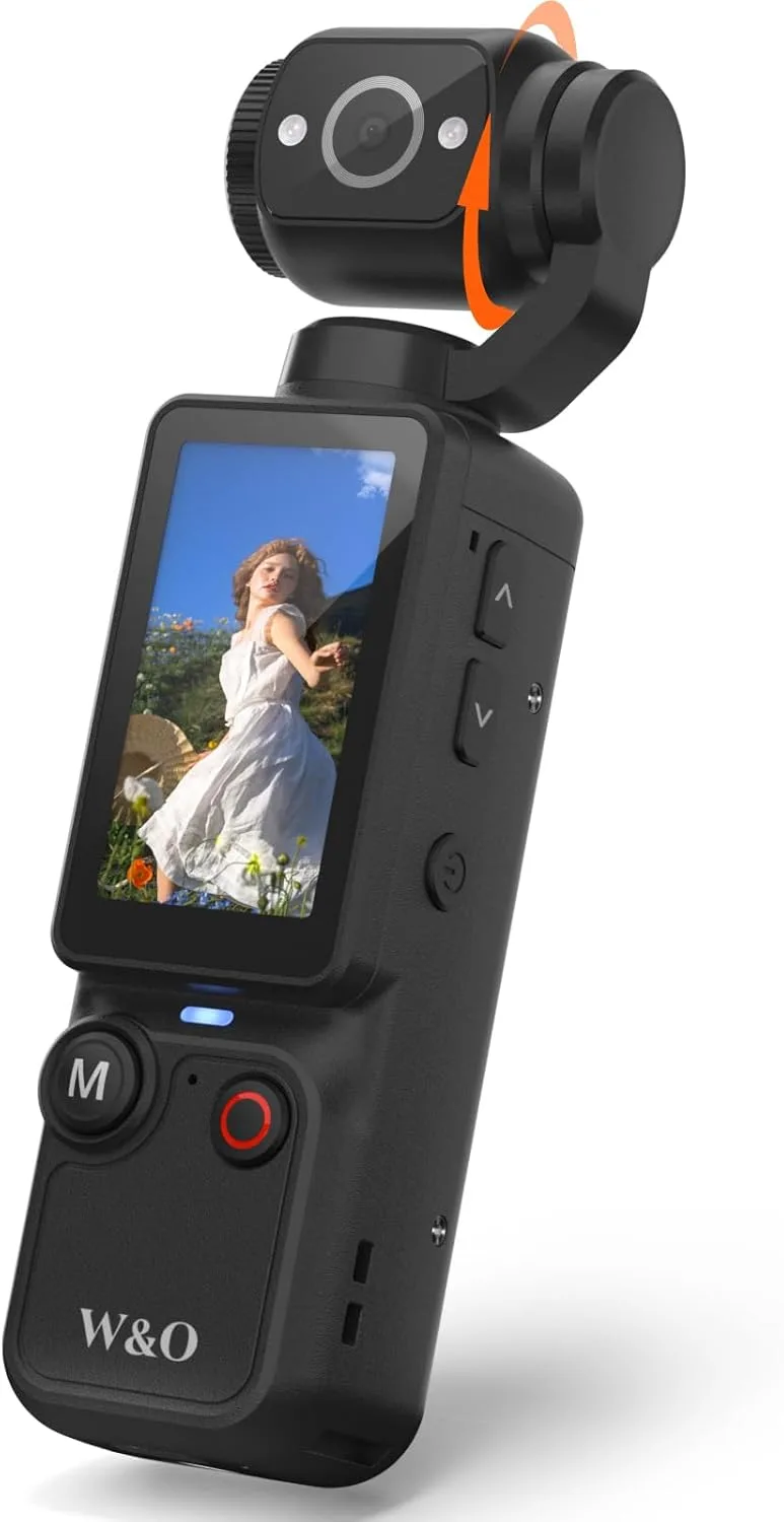 Vlogging Camera with 180° Rotating Lens, 7-Hour Battery
