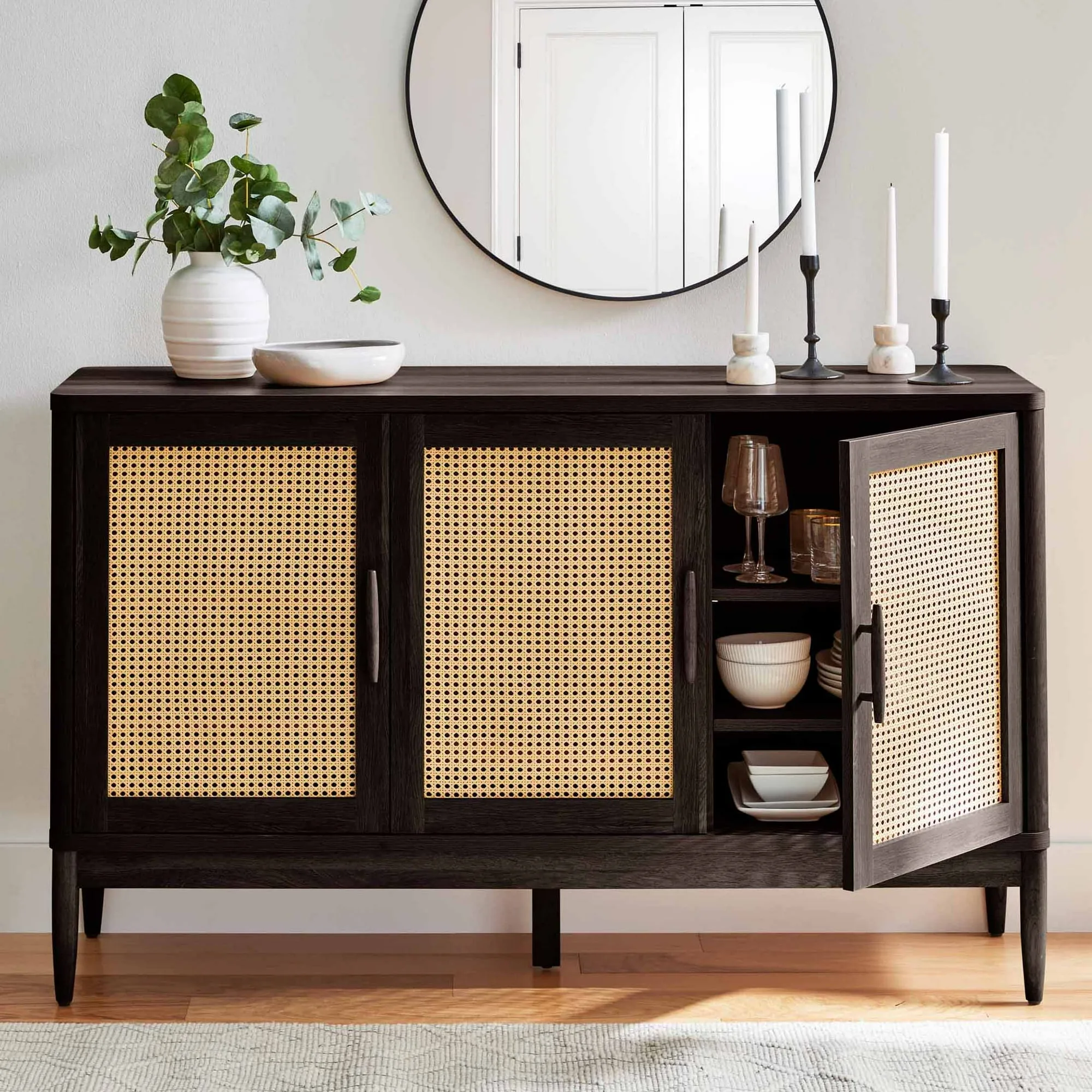Springwood Caning Sideboard, Charcoal Finish