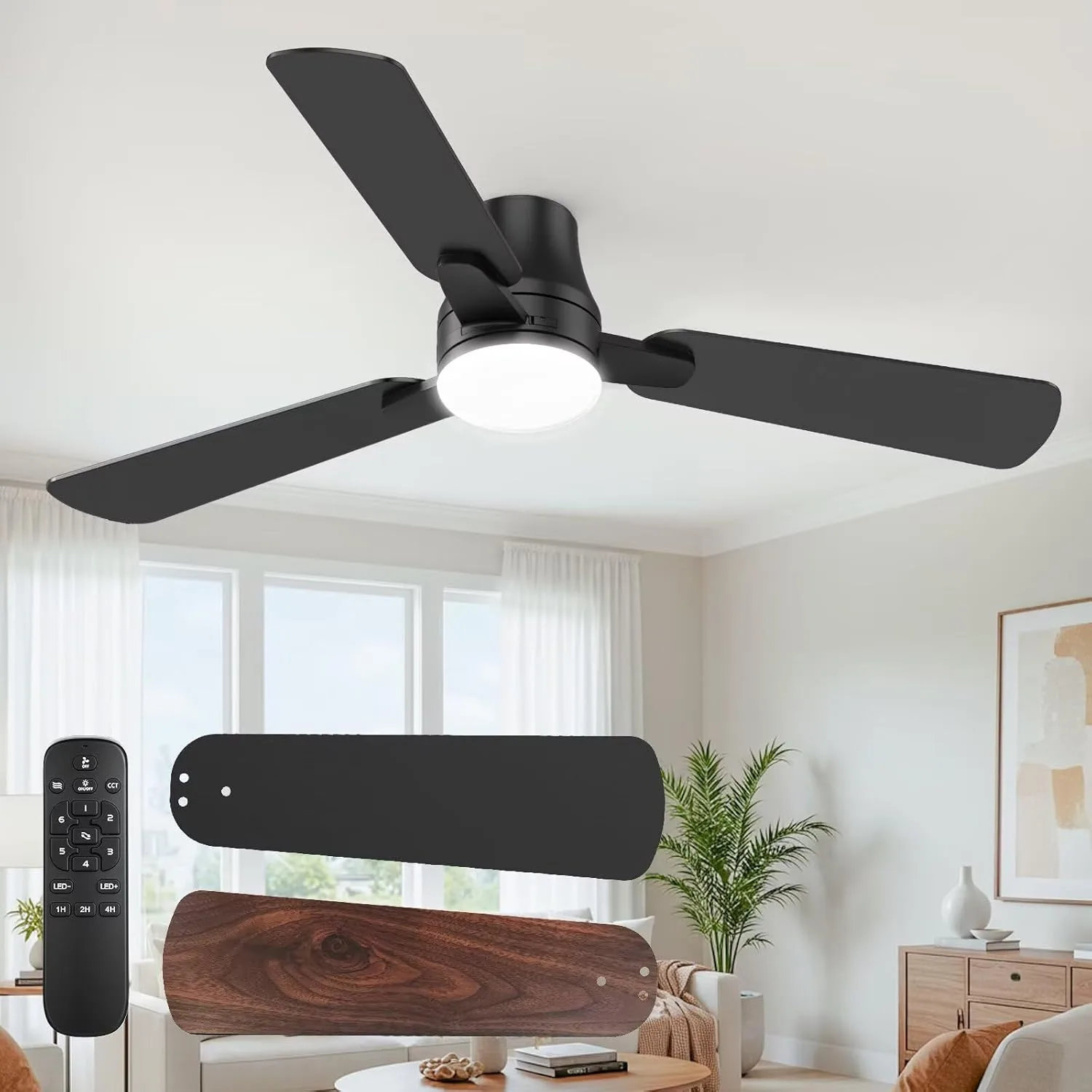 42 Inch Modern Ceiling Fan with Light and Remote