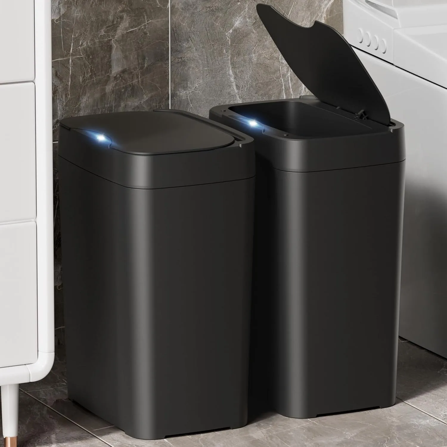 2 Pack 2.7 Gal Bathroom Trash Can with Lid