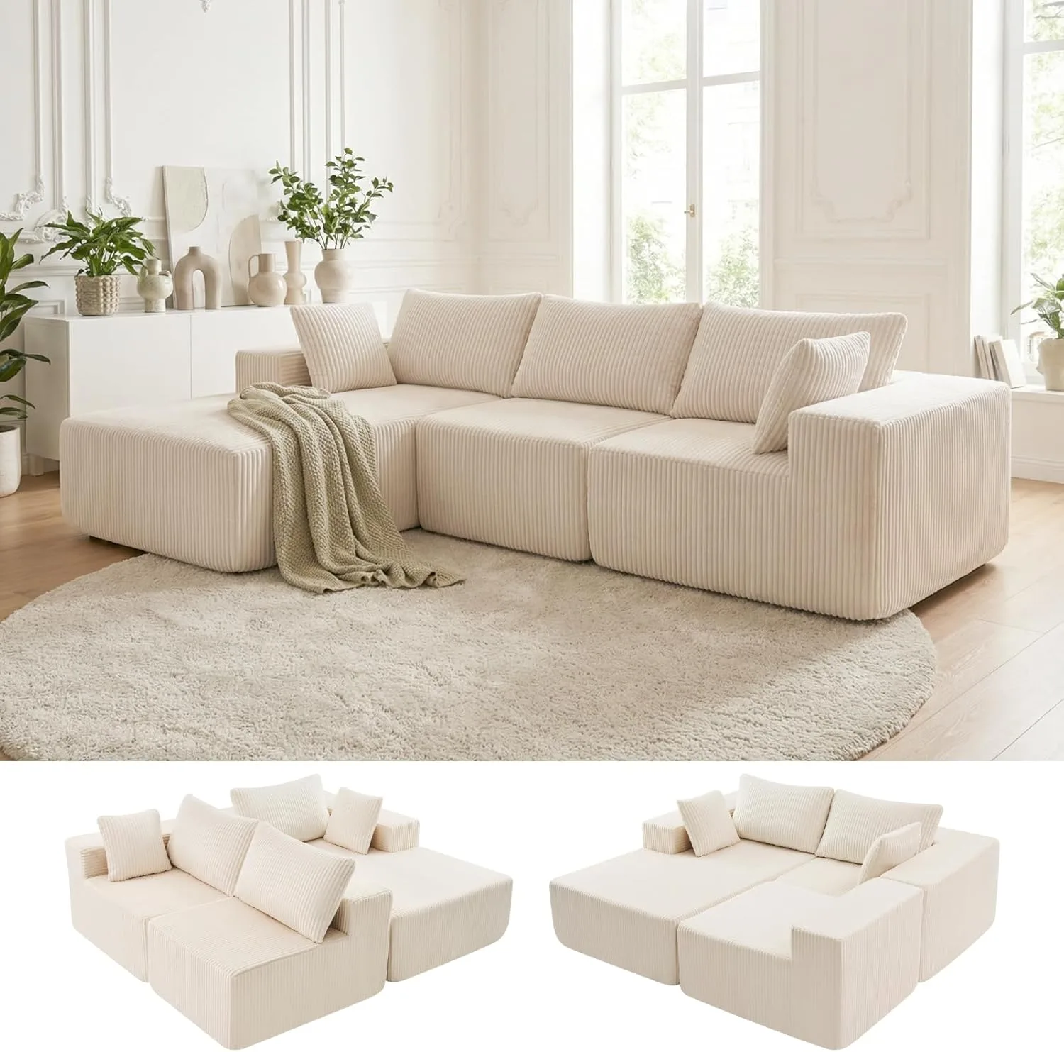 Cloud Sectional Couch with L-Shape Chaise