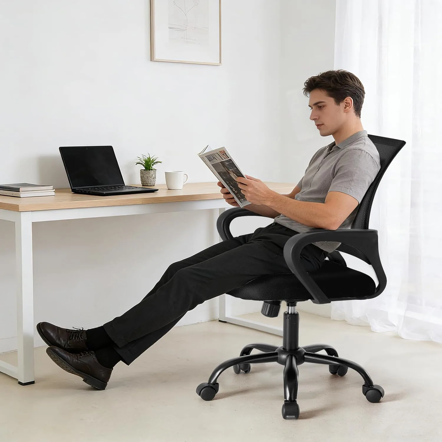 Office Desk Chair – Ergonomic Mid Back with Lumbar Support