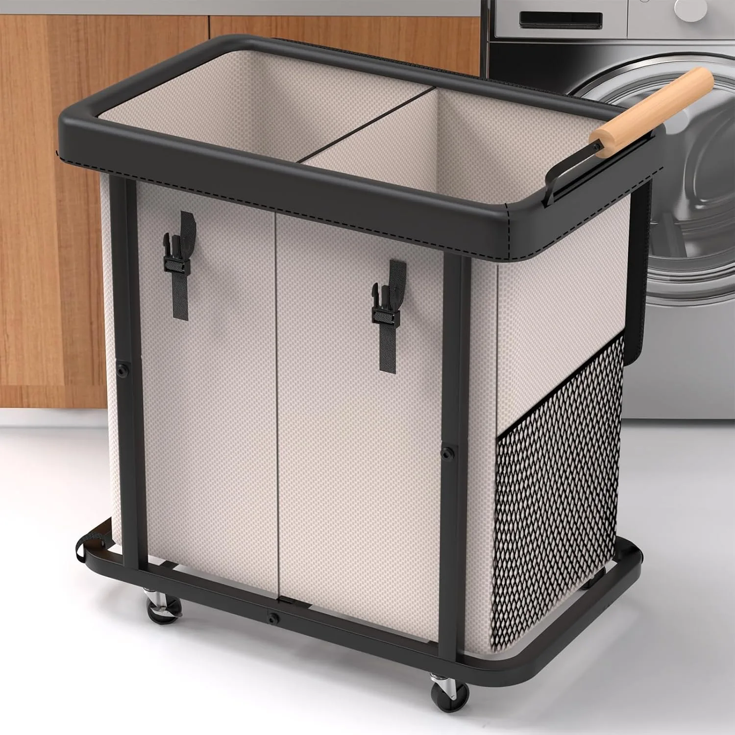 (50 Gal) Extra Large Laundry Hamper 2 Section with Lid