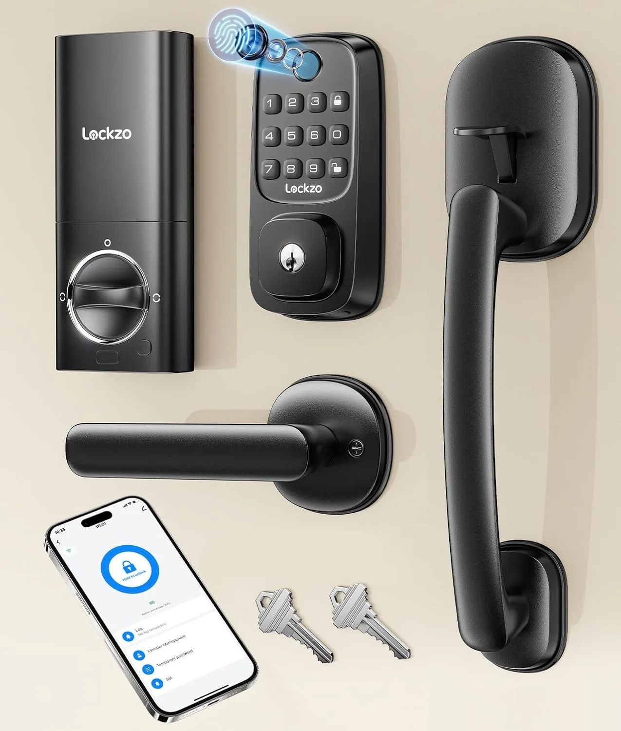 Smart Deadbolt Lock Fingerprint with 2 Lever Handles