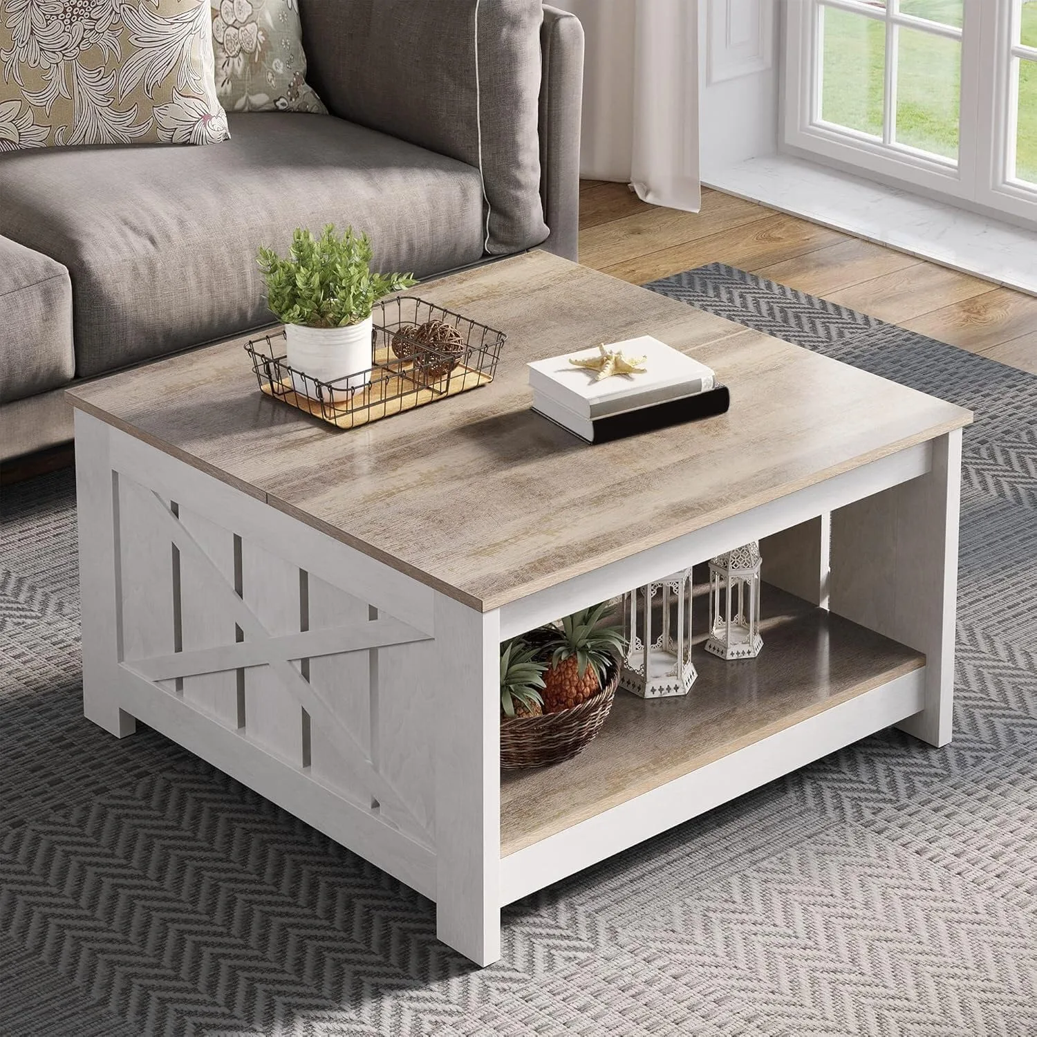 Rustic Farmhouse Coffee Table with Storage