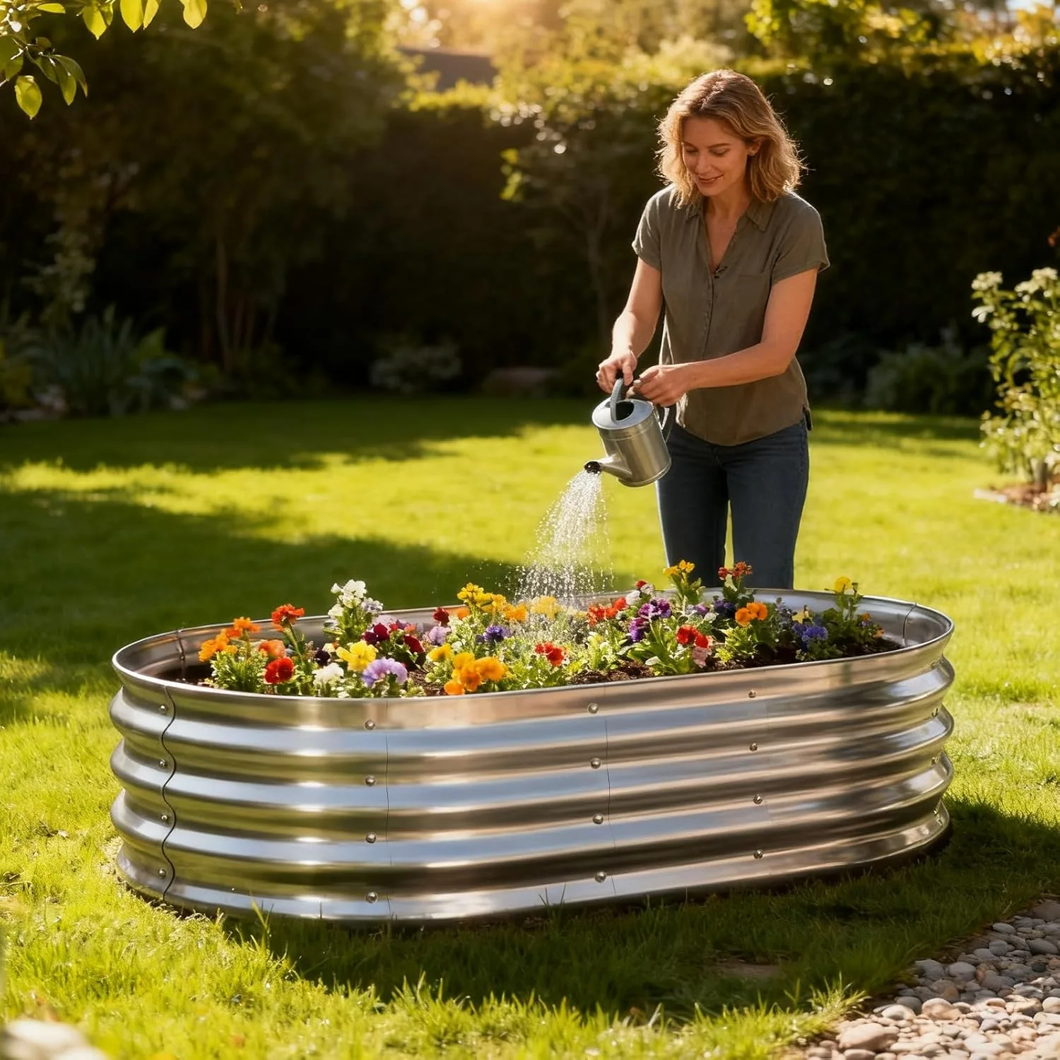 Galvanized Raised Garden Bed for Outdoor