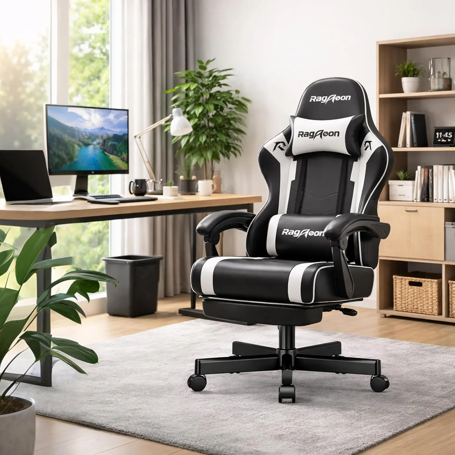 Ergonomic Gaming Chair with Footstool