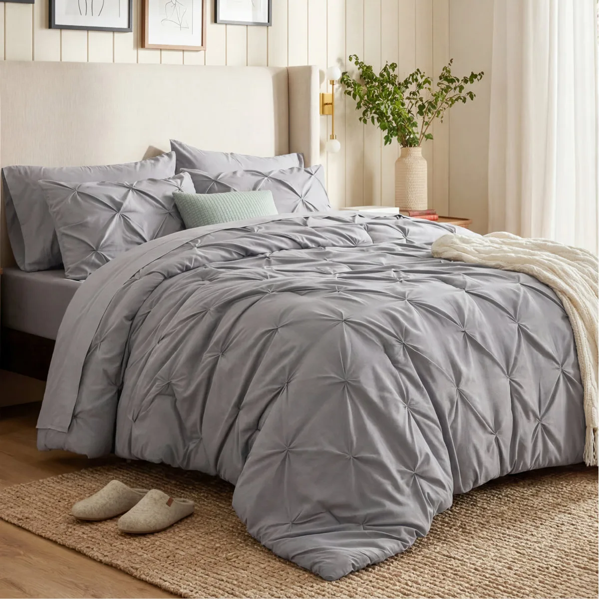 Queen Pintuck 7-Piece Comforter Set with Sheets