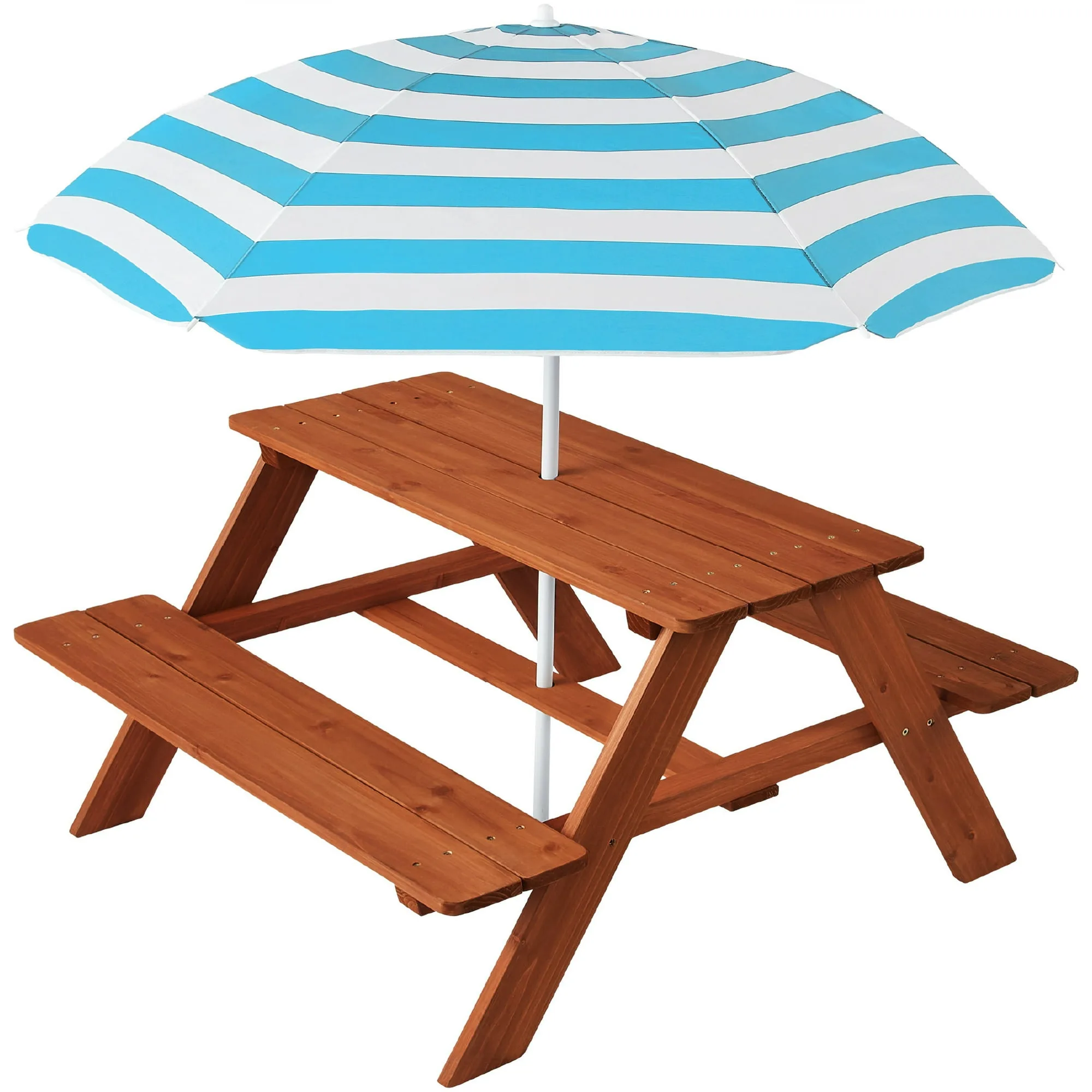 Outdoor Wooden Kids Picnic Table with Umbrella