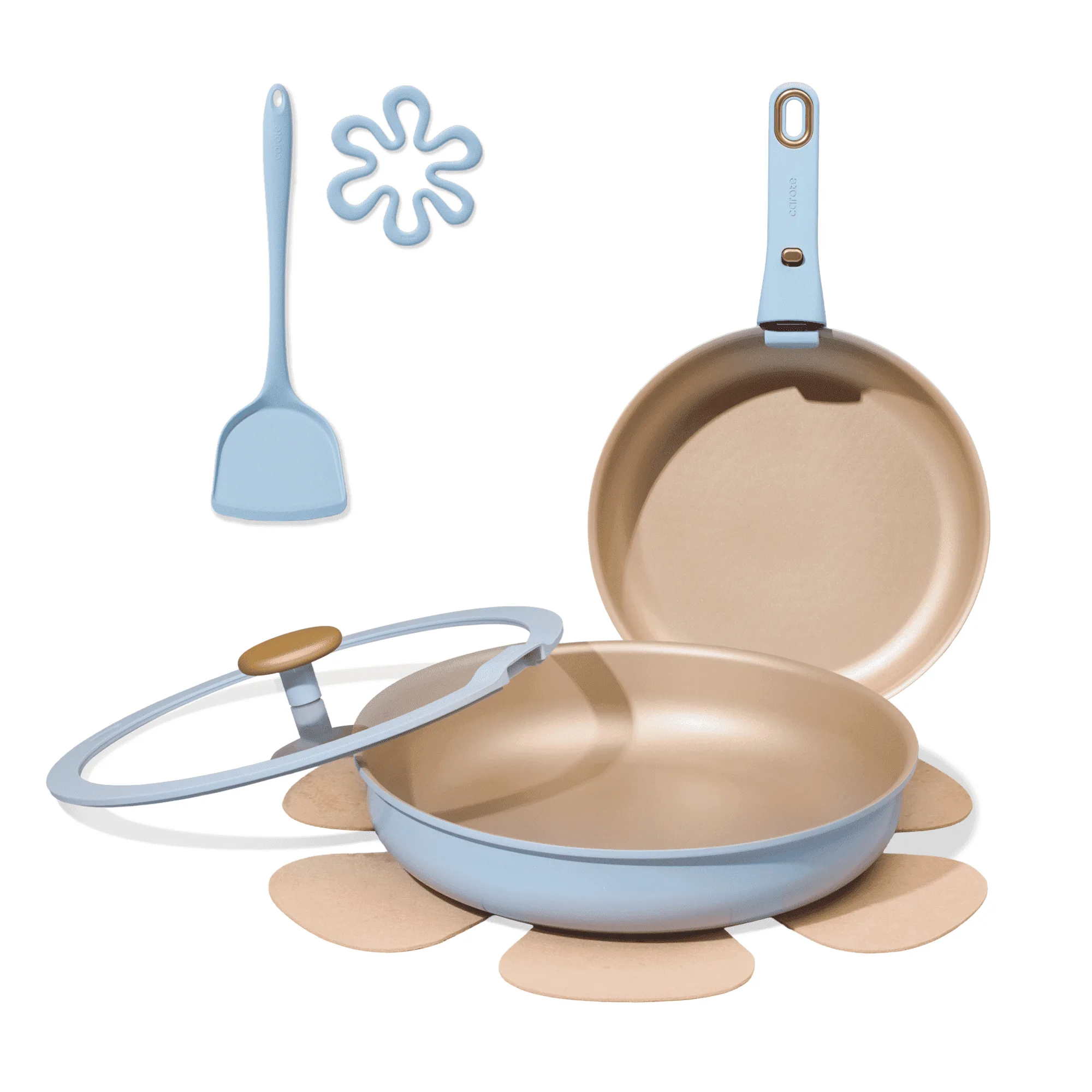 Nonstick Frying Pans Set with Lid, Skillets with Detachable Handle
