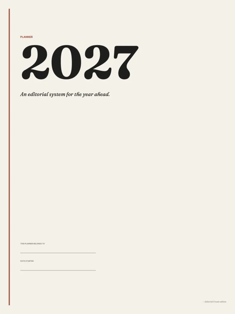 2027 Print Editorial Cream Planner preview 2