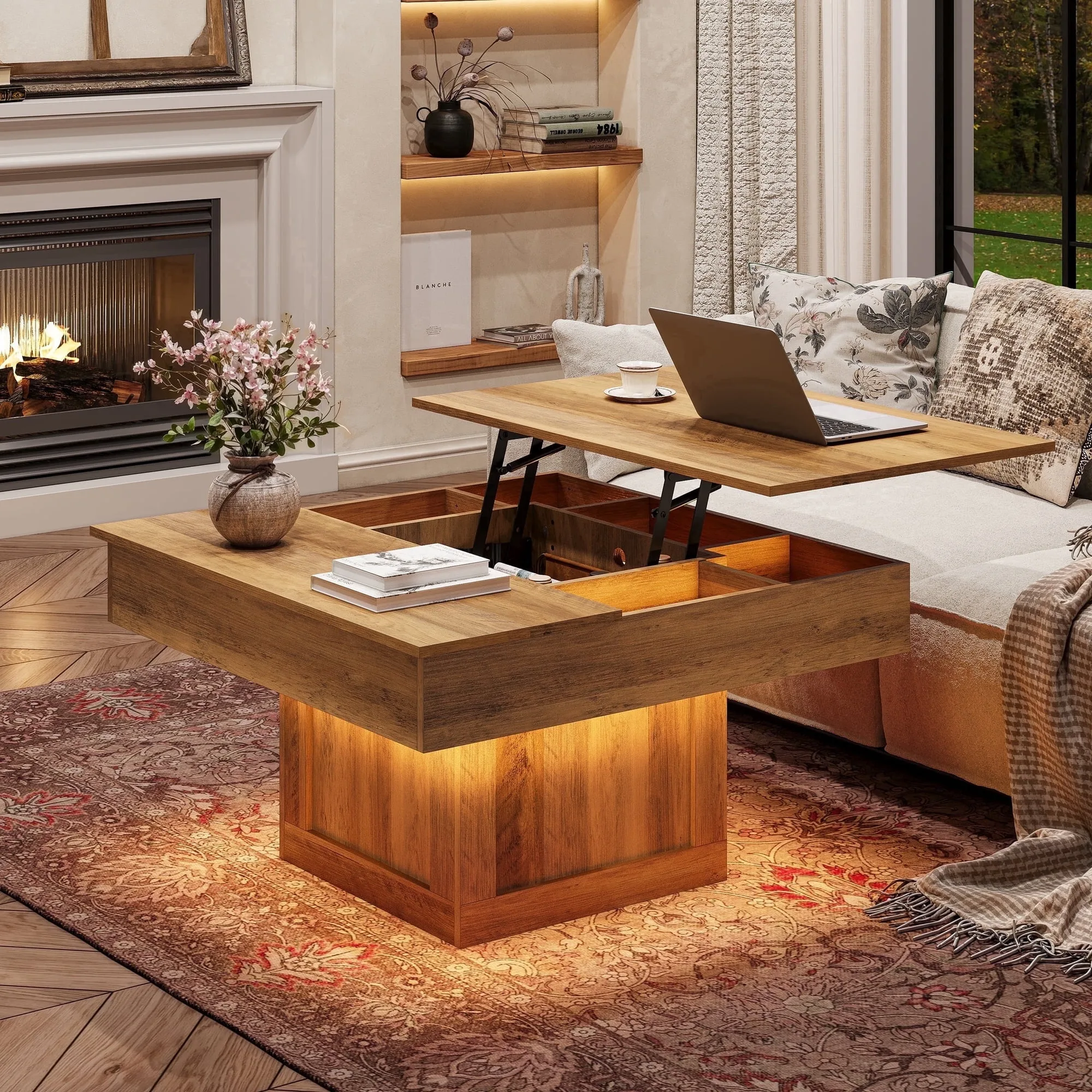 Lift Top Coffee Table with LED Lights