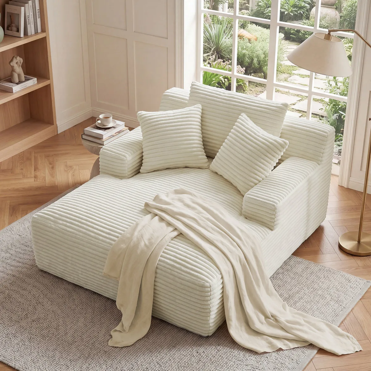 Oversized Corduroy Indoor Chaise Lounge Chair