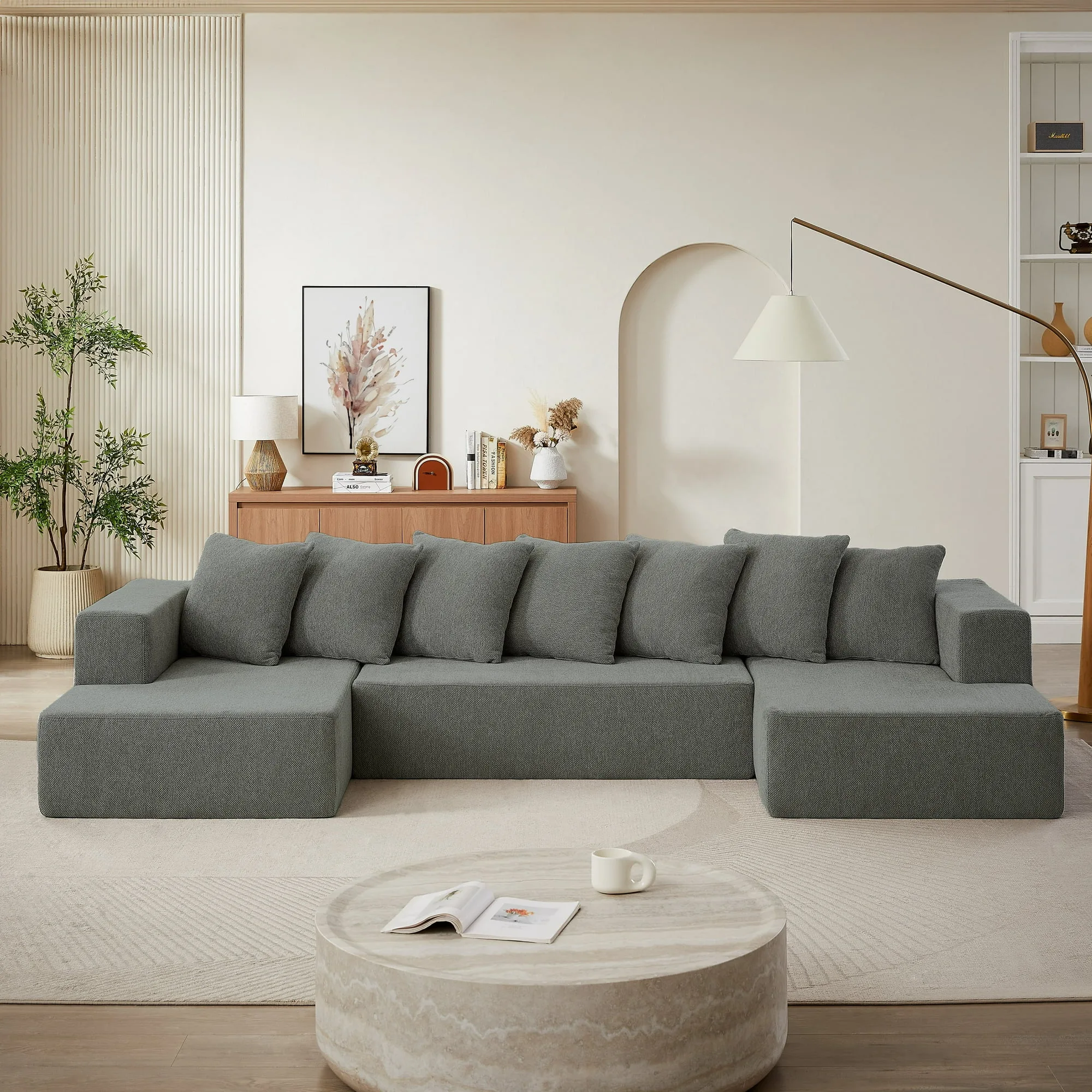 U-Shape Oversized Sectional Sofa, Minimalist & Comfy Cloud Couch