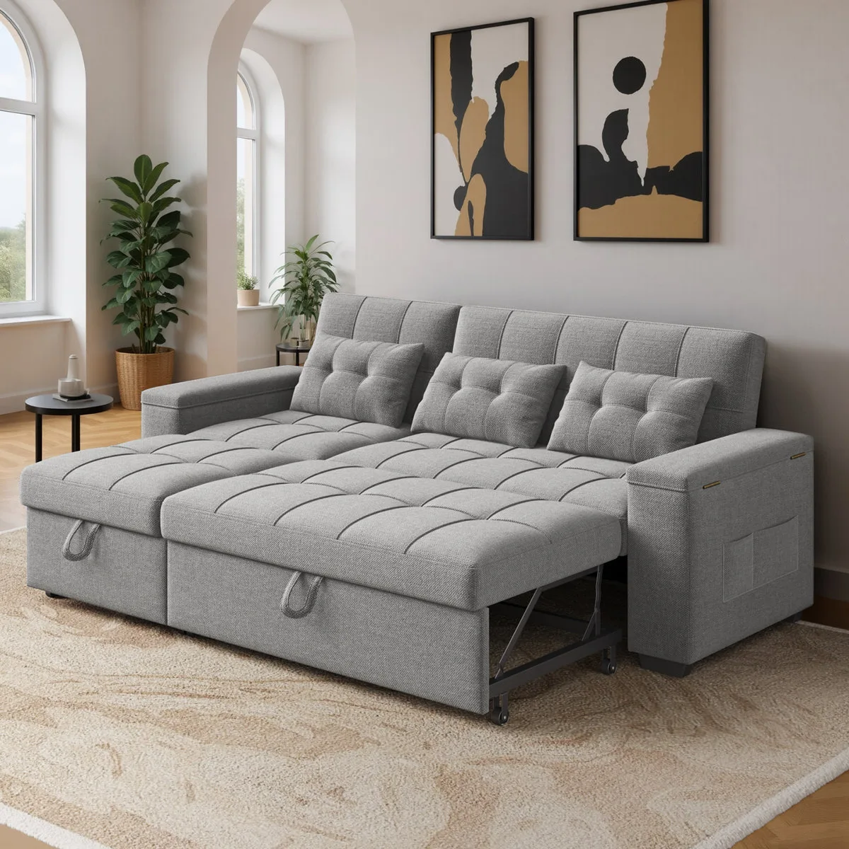 Upholstered Sleeper Sofa with Pull-Out Bed