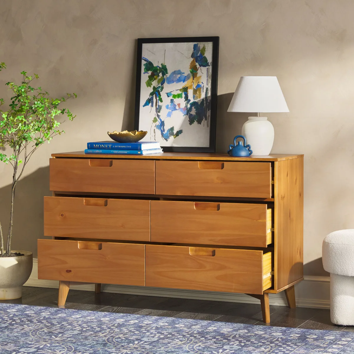 6 Drawer Solid Wood Double Dresser
