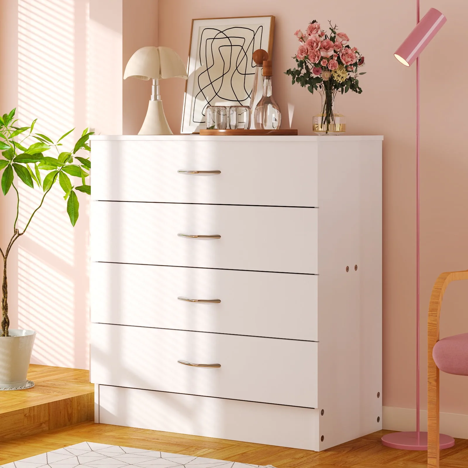 4-Drawer Dresser with Metal Handles