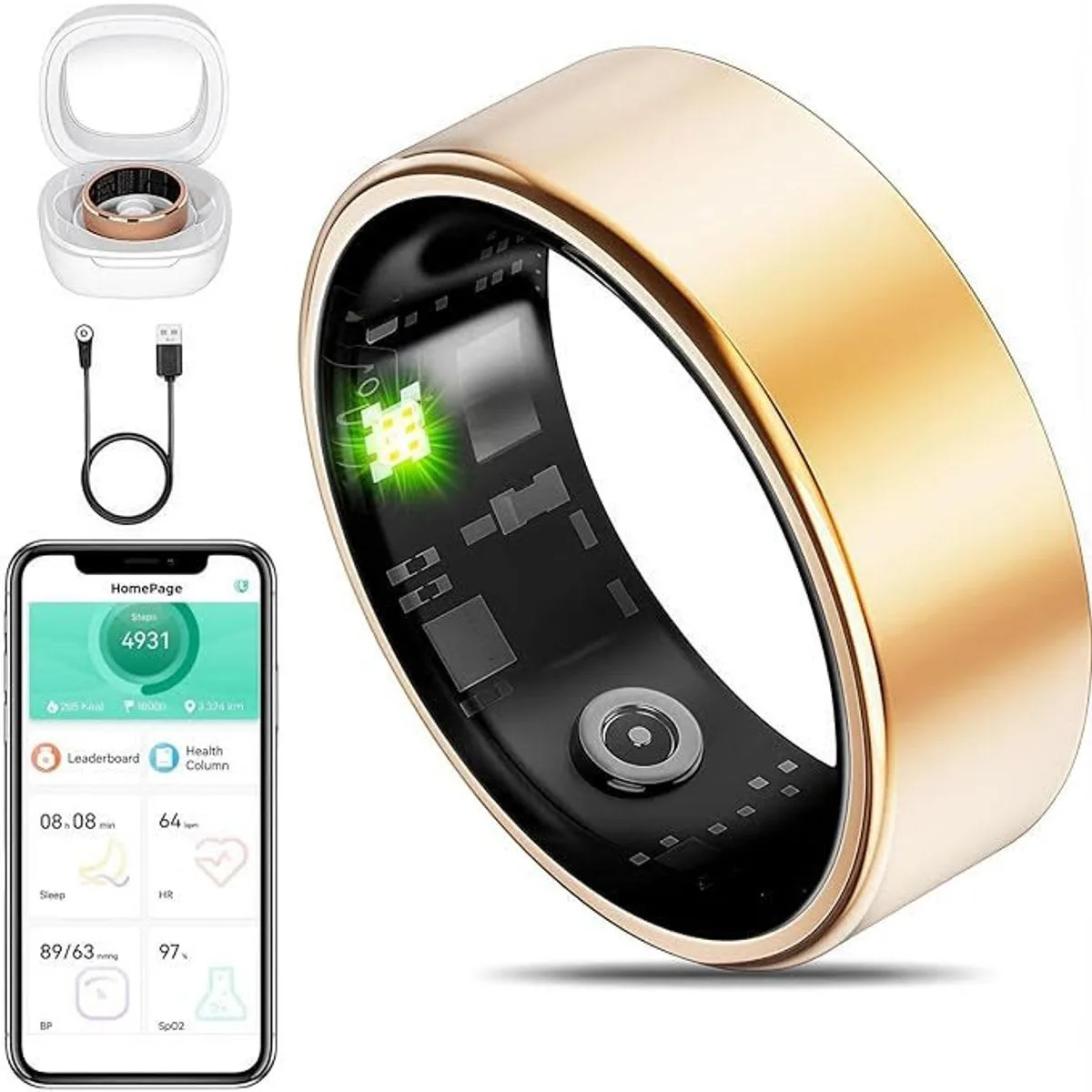 Smart Health Ring with Heart Rate, Blood Oxygen & Sleep Tracking
