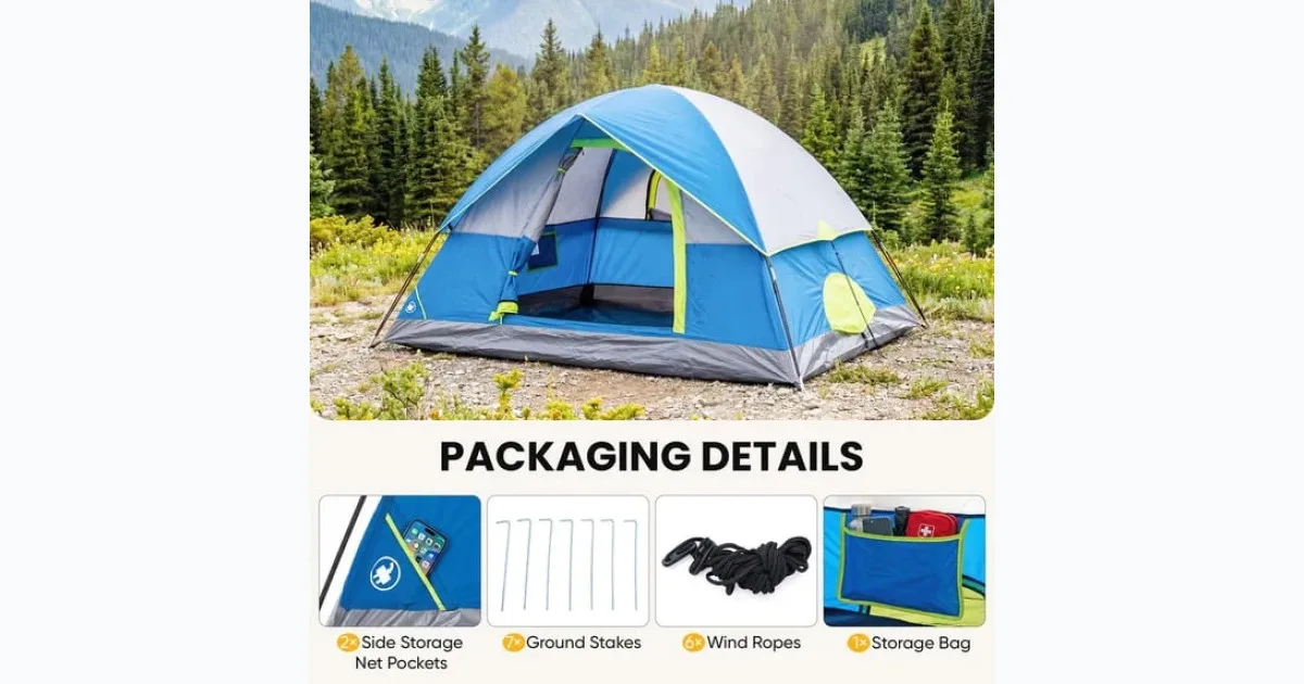 2 Person Waterproof Camping Tent with Rainfly