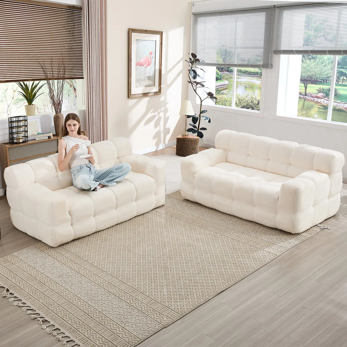 2-Piece Modern Compression Sofa Set