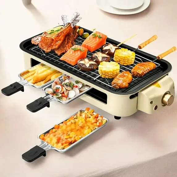 Indoor Electric Grill: Smokeless Design with Non-Stick Griddle