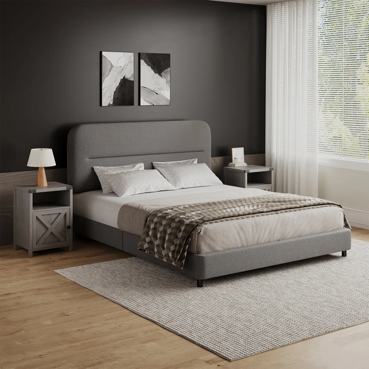 3 Piece Upholstered Full Size Bedroom Set