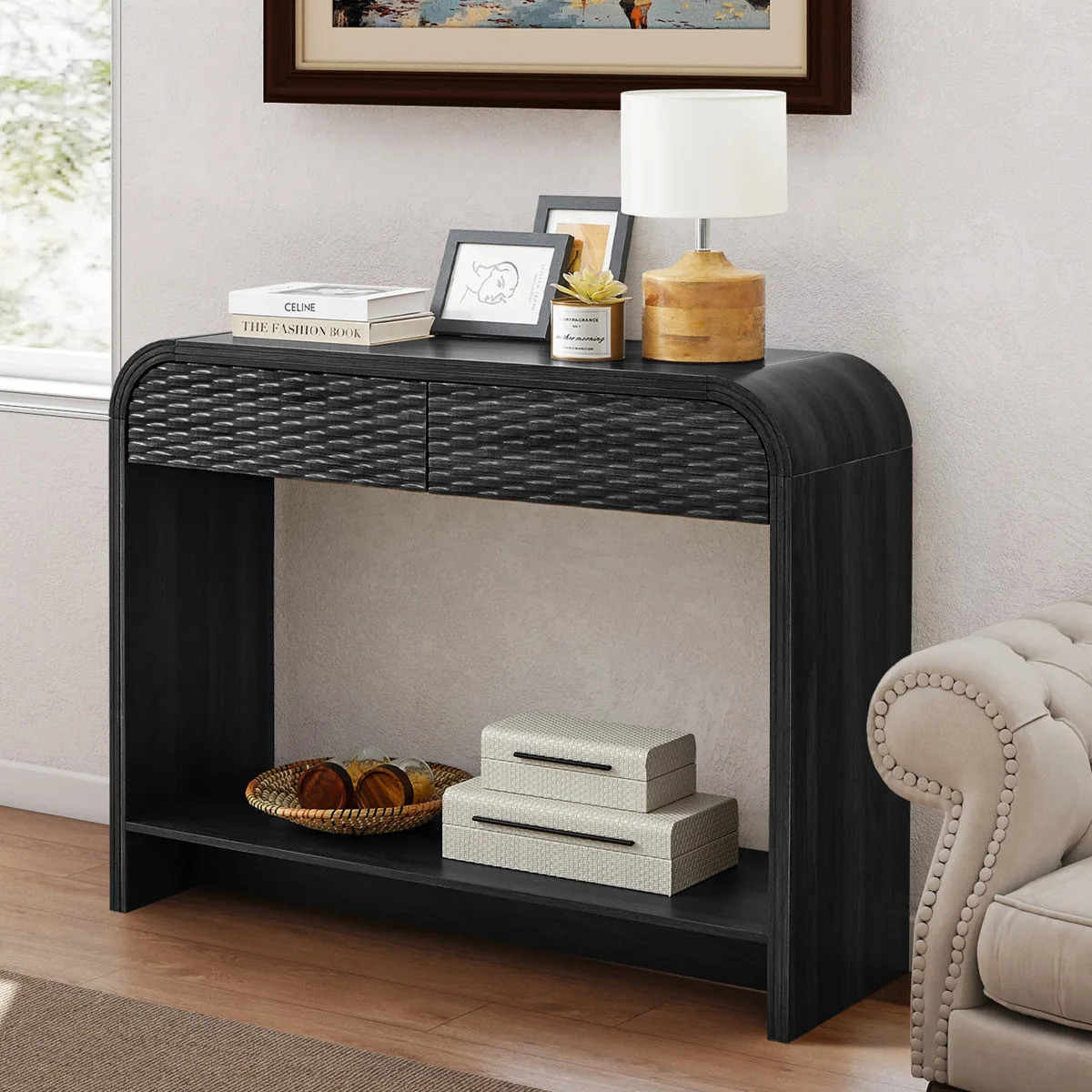 43.3” Arched Console Table With 2 Drawers