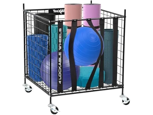 Metal Rolling Sports Ball Storage Cart