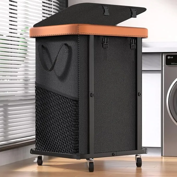 (40 Gal) Large Fashion Laundry Basket with Wheels