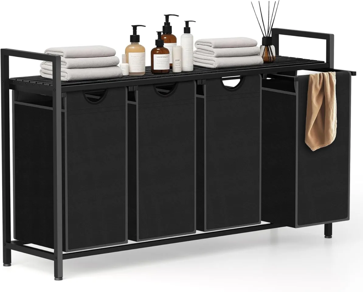 Laundry Sorter with 4 Pull-Out Removable Oxford Fabric Bags