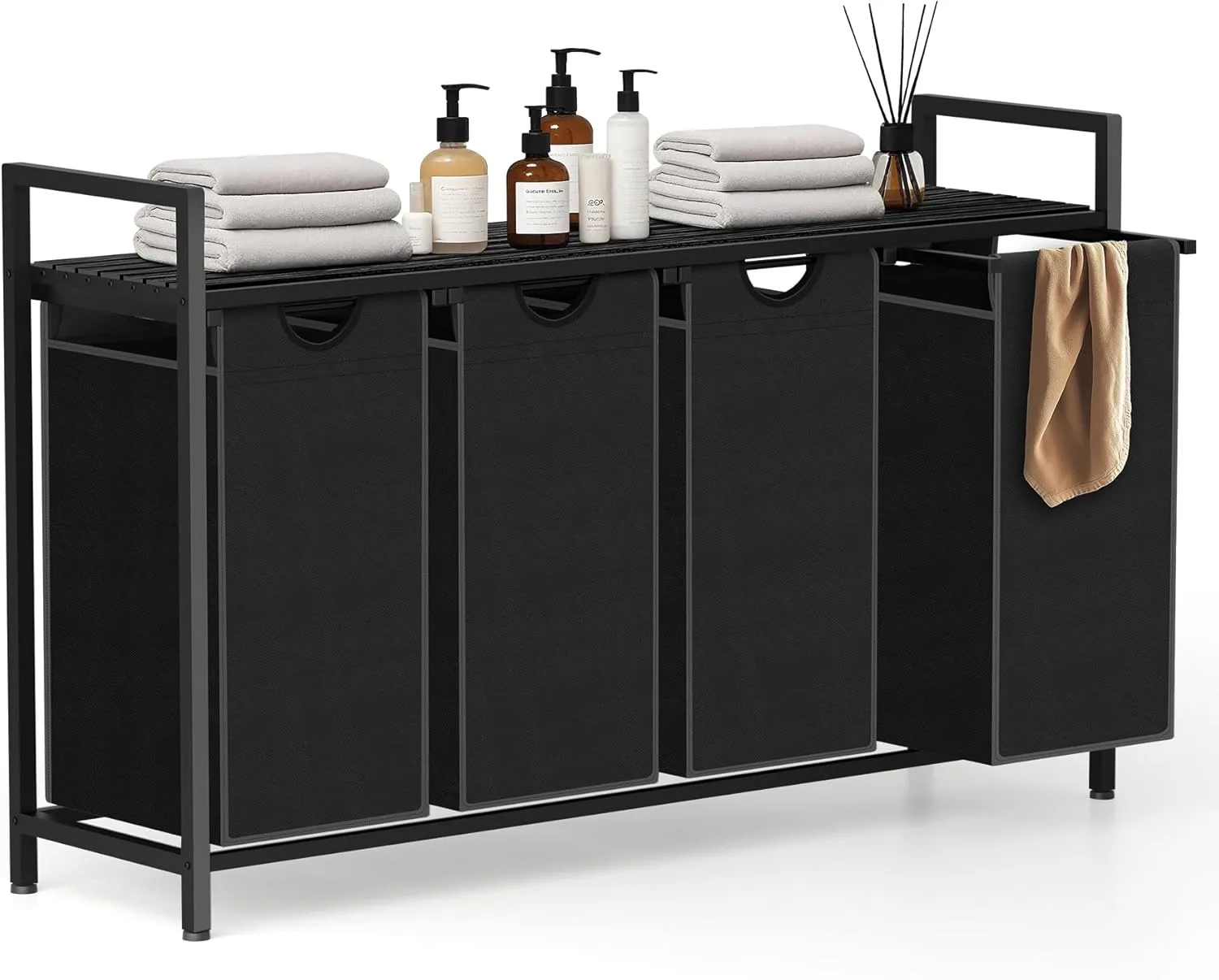 Laundry Sorter with 4 Pull-Out Removable Oxford Fabric Bags