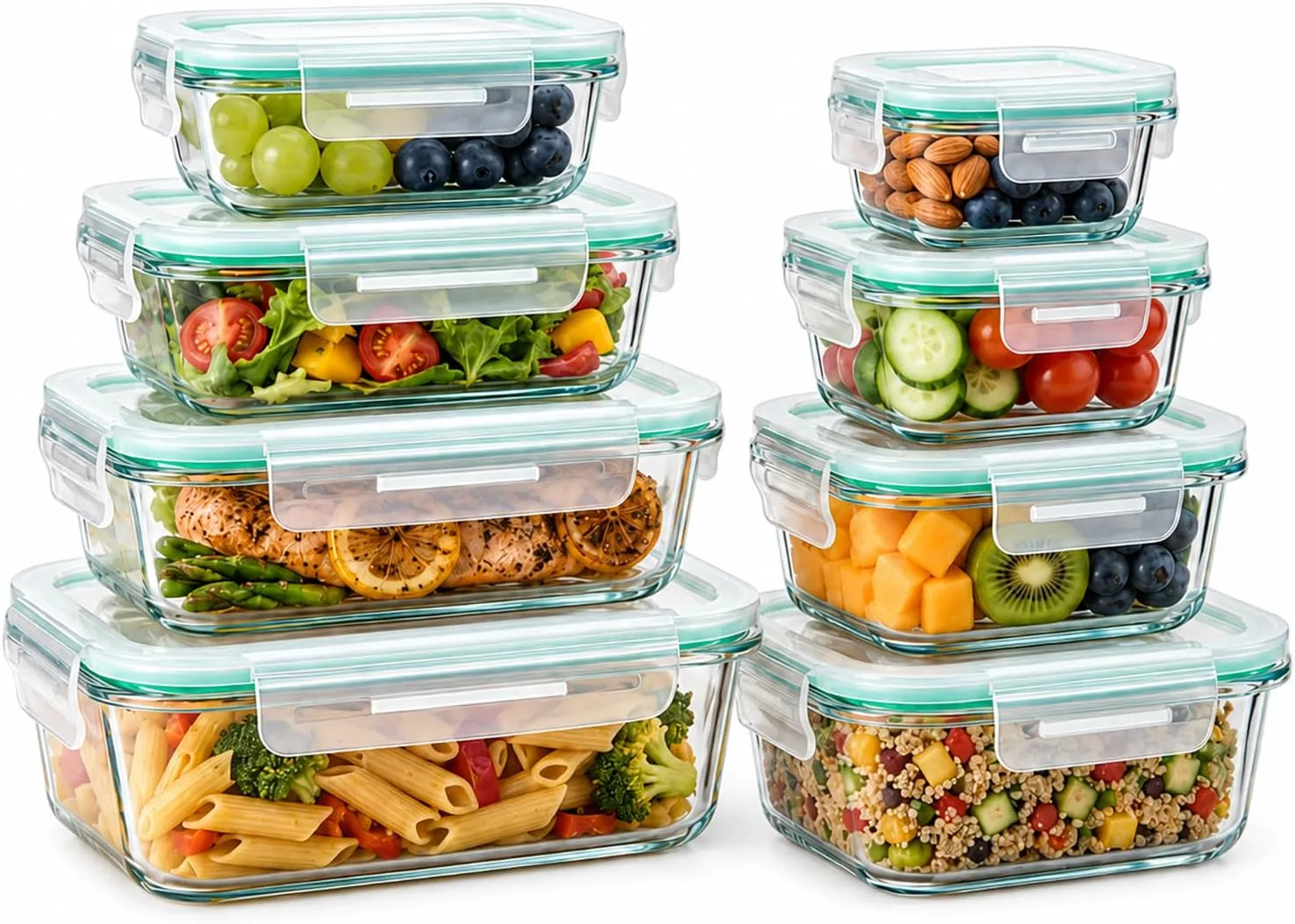 8 Pack Glass Food Storage Containers with Lids