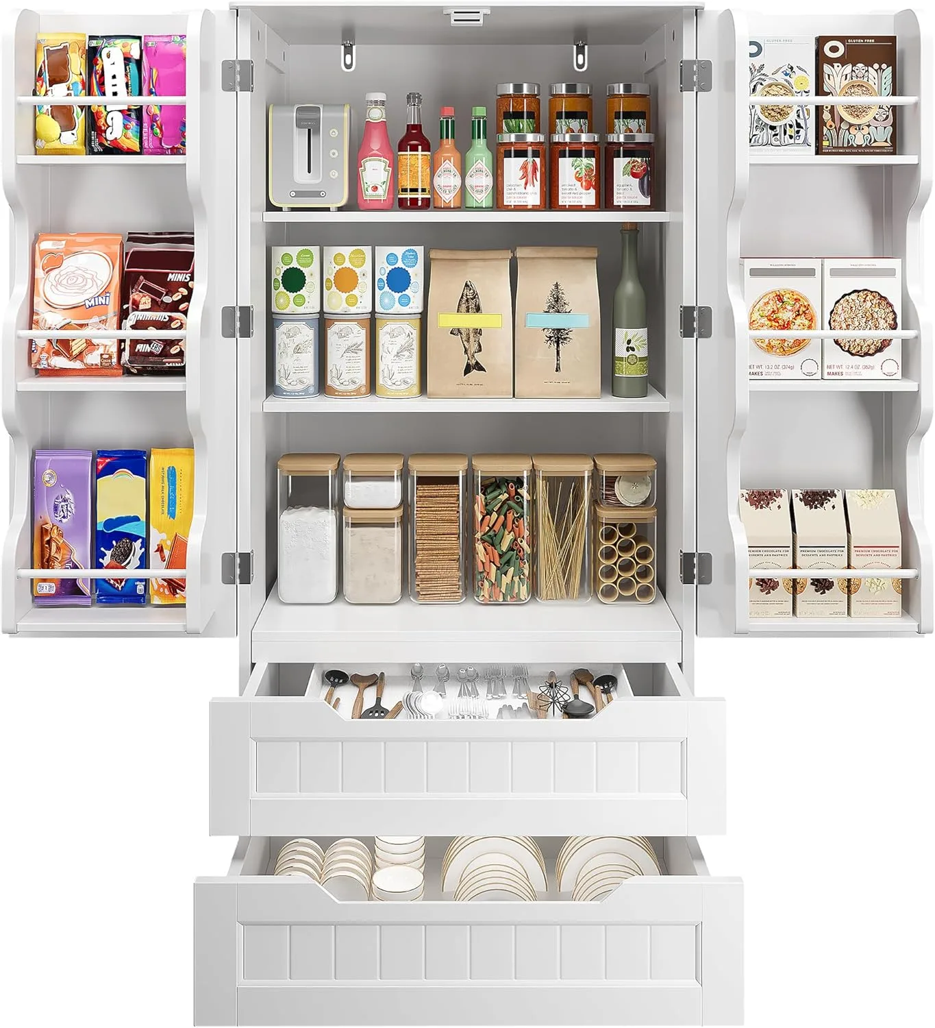 Kitchen Pantry Cabinet with Drawers