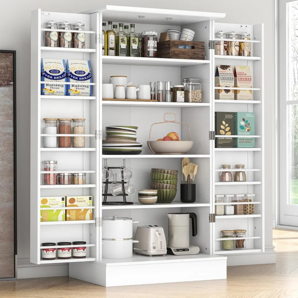 Kitchen Pantry Storage Cabinet with Doors and Adjustable Shelves