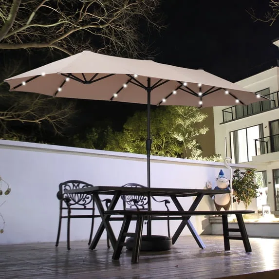 13ft Solar Patio Umbrella with 36 Solar Powered LED Lights