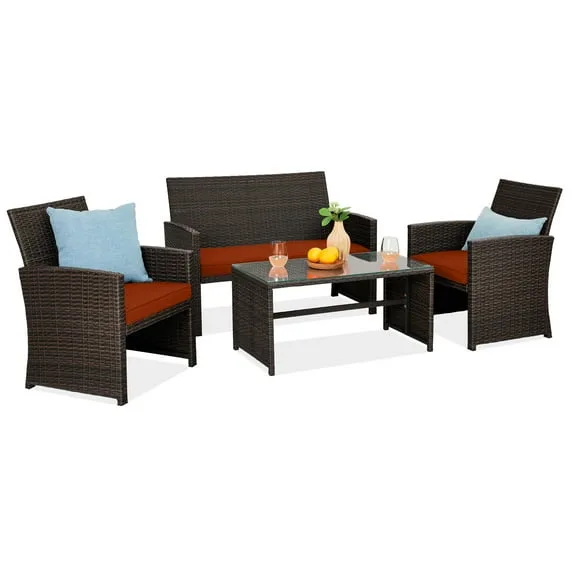 4-Piece Outdoor Wicker Patio Conversation Furniture Set