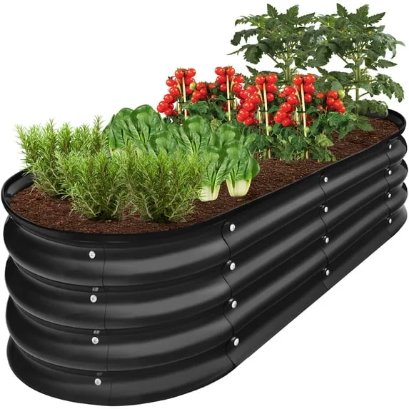 Raised Metal Oval Garden Bed