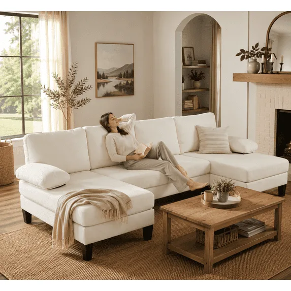 U-Shaped Sectional Sofa, Beige