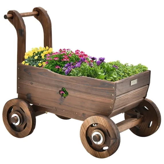 Decorative Wagon Cart Plant Flower Pot Stand