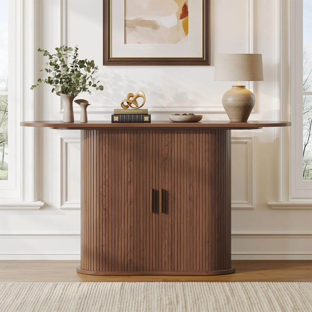 Modern 55.12” Console Table with Double Door Storage